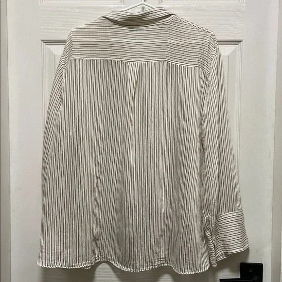 Zara | Semi Sheer |Pinstripe |Collared |Button Down |Wide Cuff |Blouse |Size XXL - Picture 7 of 14